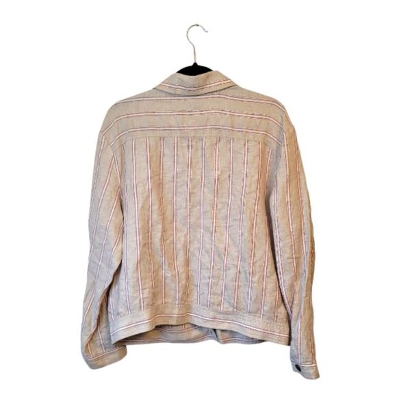 Hinge Nordstrom Light Beige Striped Linen Blend Casual Jacket Size 1 - Picture 2 of 7